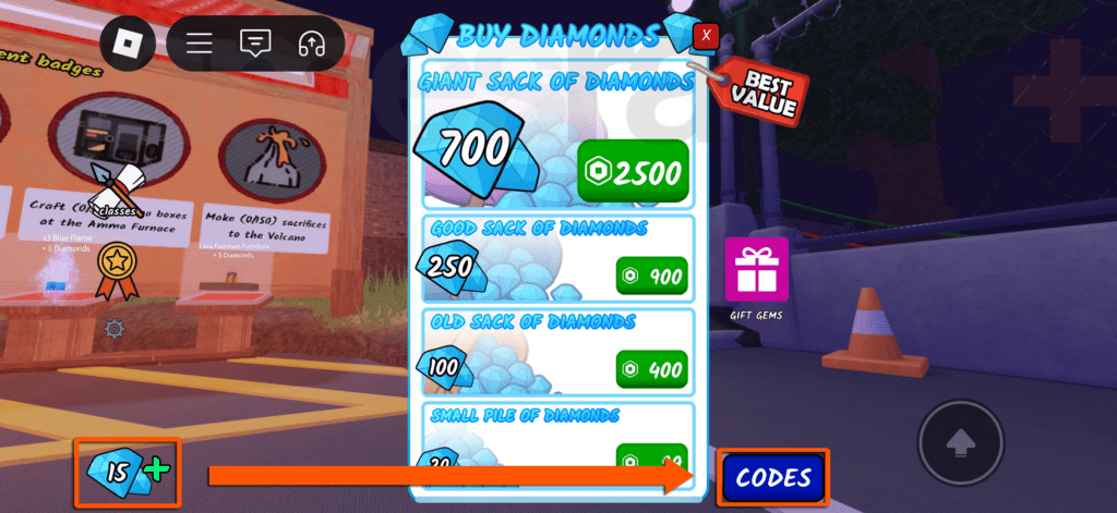 Successful code redemption confirmation in 99 Nights in the Forest UI