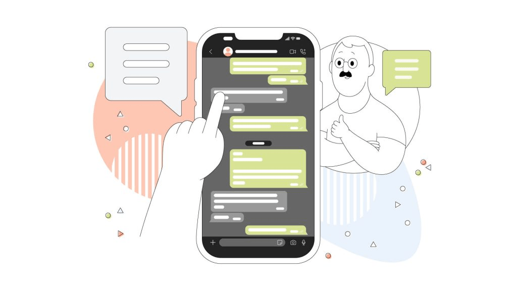 User browsing different anonymous chat apps on smartphone screen
