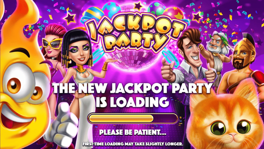Jackpot Party Casino community event announcement with coin prizes
