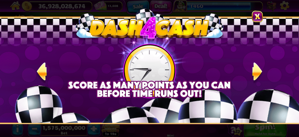 Dash for Cash tournament screen showing rankings in Jackpot Party Casino