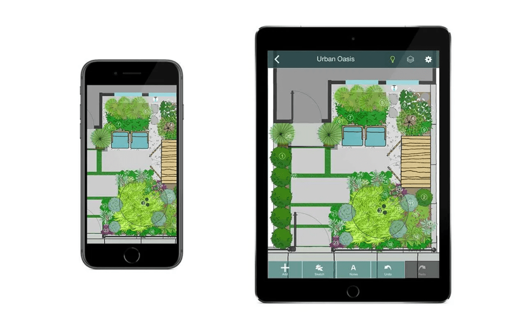 Outdoor design workflow shown through Android landscape planning app