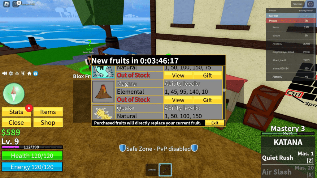 Rapid level up animation in Blox Fruits after redeeming EXP boost code