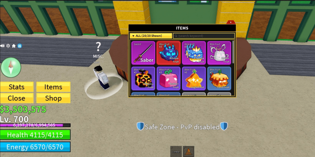 Shop rotation moment in Blox Fruits where rare fruits appear