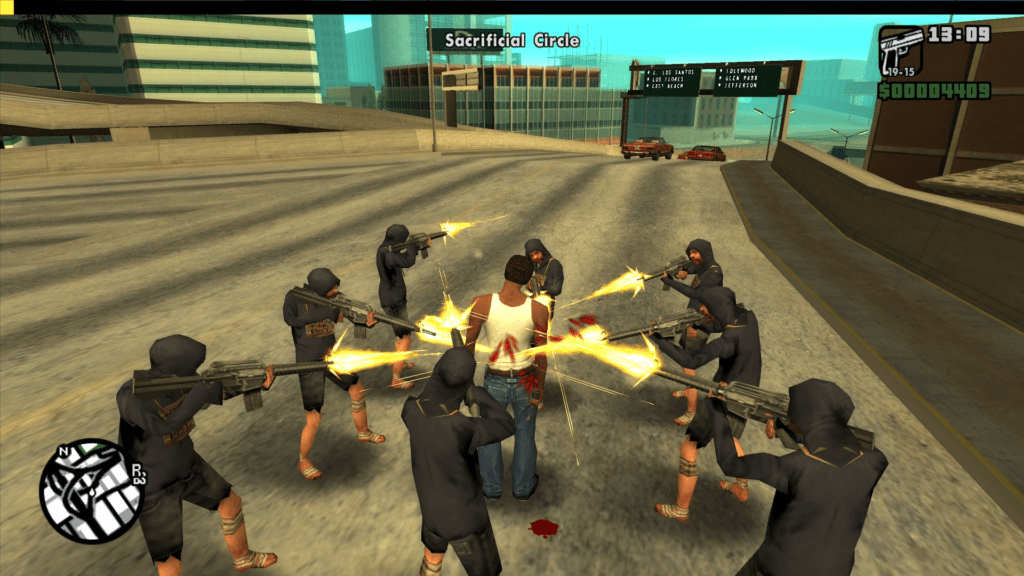 Gang controlled streets during chaos mode in GTA San Andreas Definitive Edition