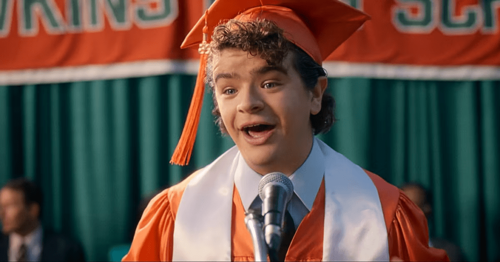 Graduation ceremony showing passage of time after supernatural events