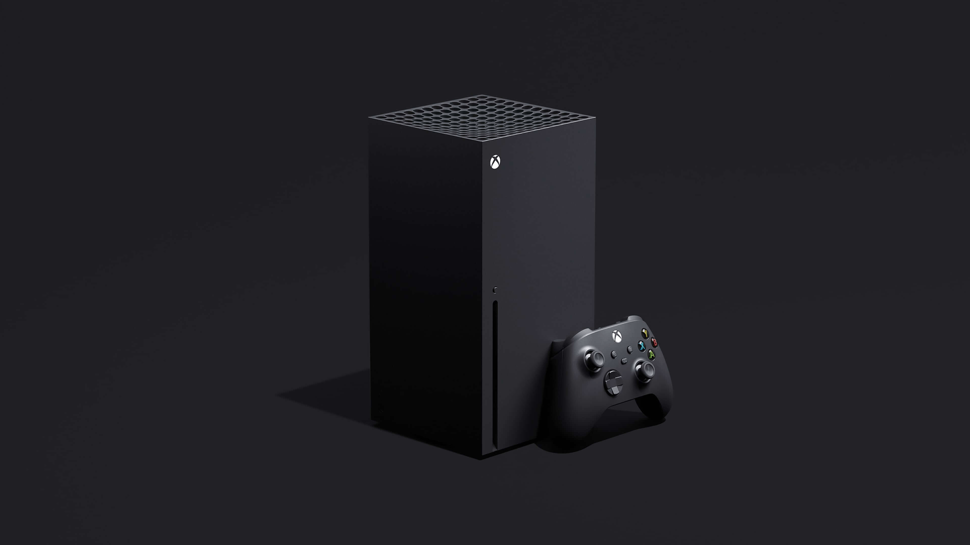 Xbox Series X console with controller, clean 4K gaming setup image.